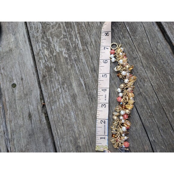 Vintage 22K Gold Vermeil Gemstone & Pearl Bracelet - Peach Chalcedony, Citrine - Picture 9 of 10